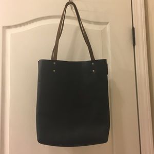 Urban Artisan handmade leather tote. Navy / brown